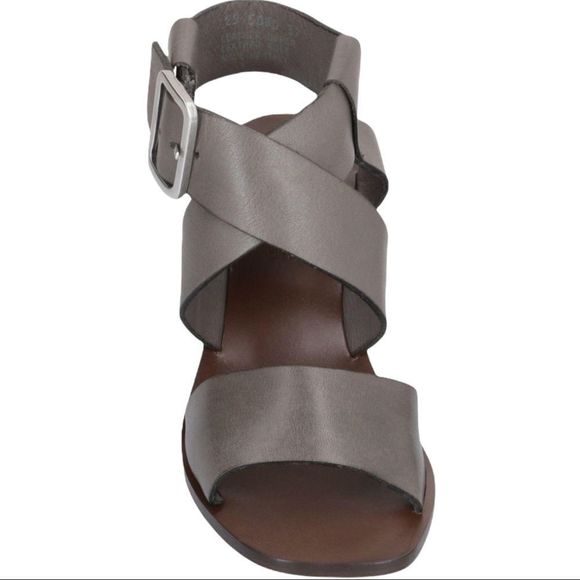 BOEMOS Grey Leather Heel Buckle Sandals - Picture 4 of 6
